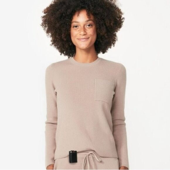 Figs Ribbed Knit Pocket Sweater – Beige Scrubs Top, Size S - Picture 1 of 3